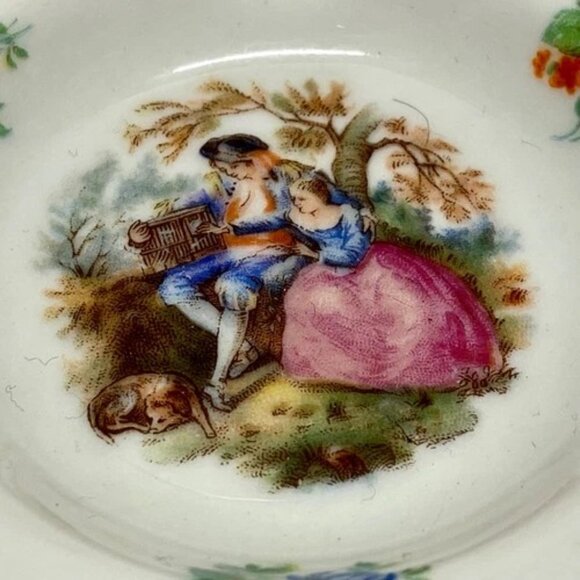 Vintage Porcelain Limoges Courting Couple Fragonard Dish Germany Ash Tray EUC - Picture 2 of 6